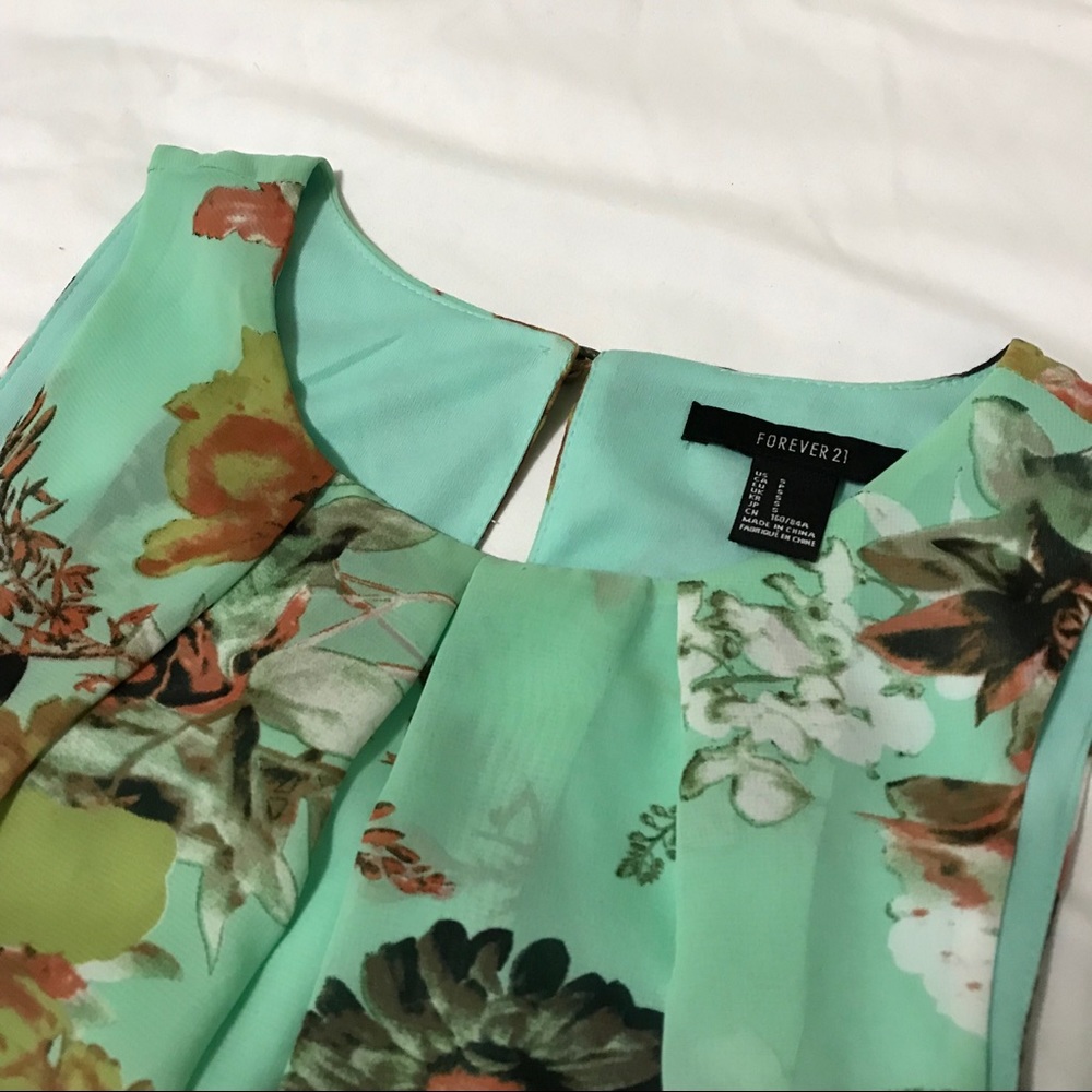 Forever 21 Floral Light Green Dress - Picture 3 of 4